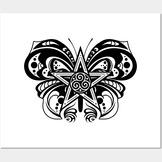 Pentagram Butterfly Ornament Wall Art by Nartissima